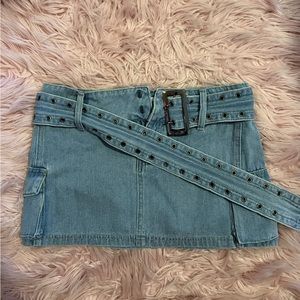 y2k cargo denim mini skirt